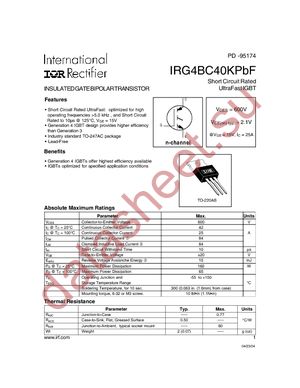 IRG4BC40KPBF datasheet  